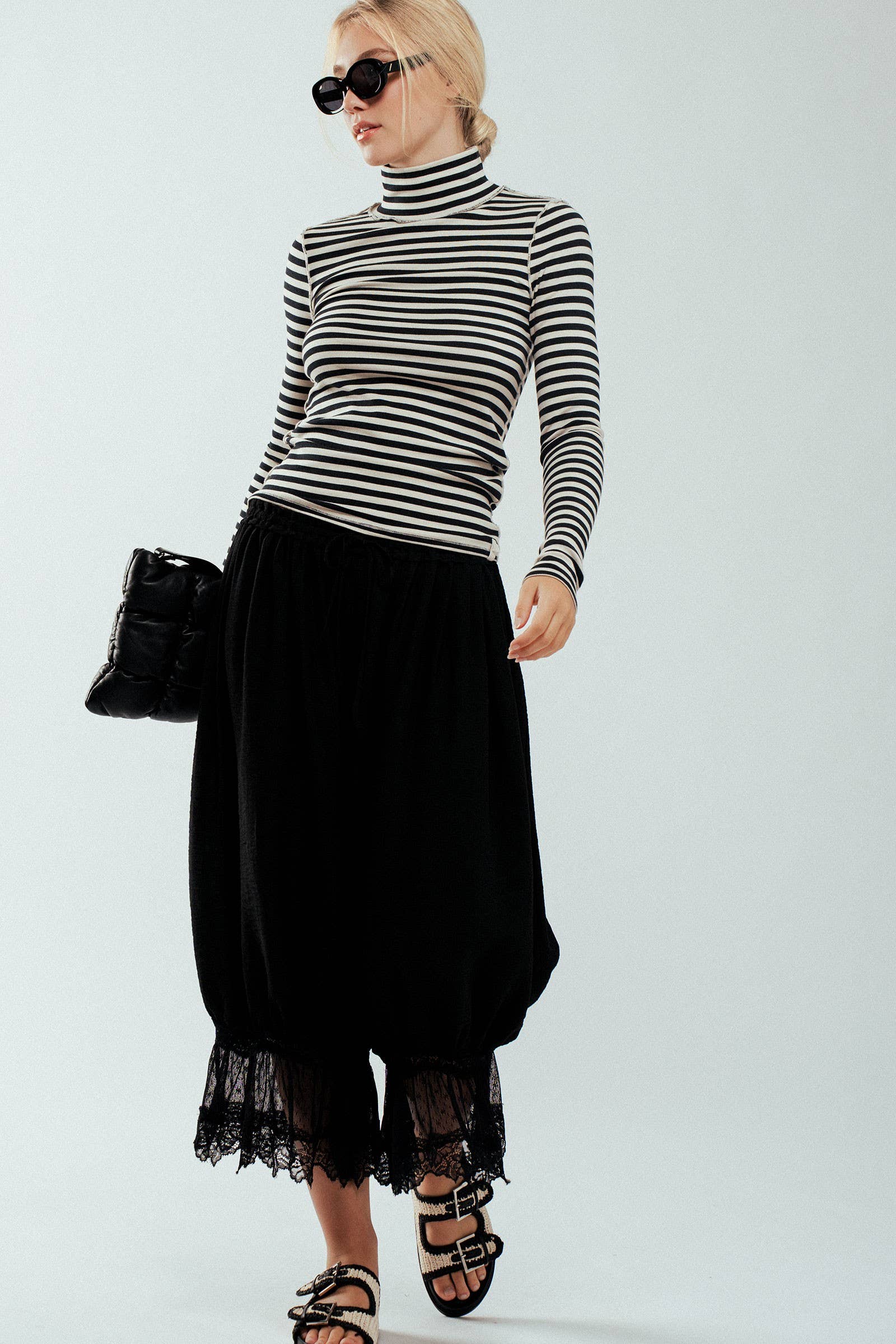 Striped Turtleneck Knit Top