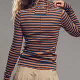 Striped Turtleneck Knit Top