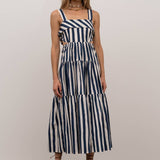 Ruffled Striped Midi Dress