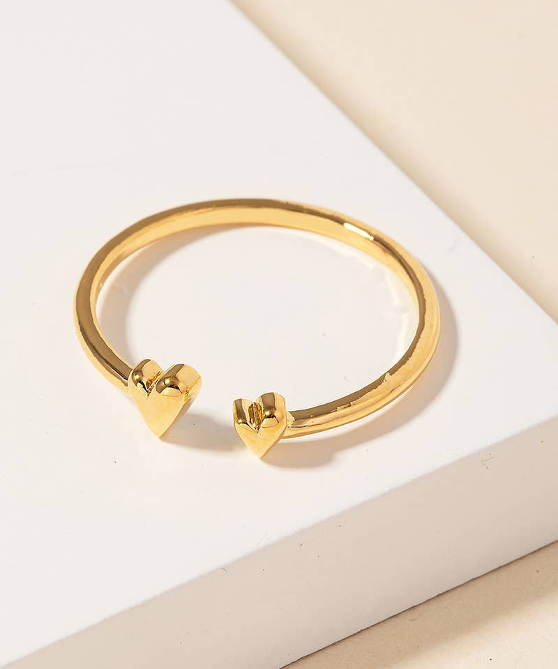 Gold Dipped Delicate Double Heart Open Ring