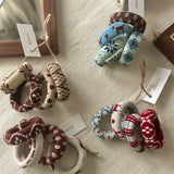 Winter Patterned Thick Seamless Hair Ties (Set of 4)
