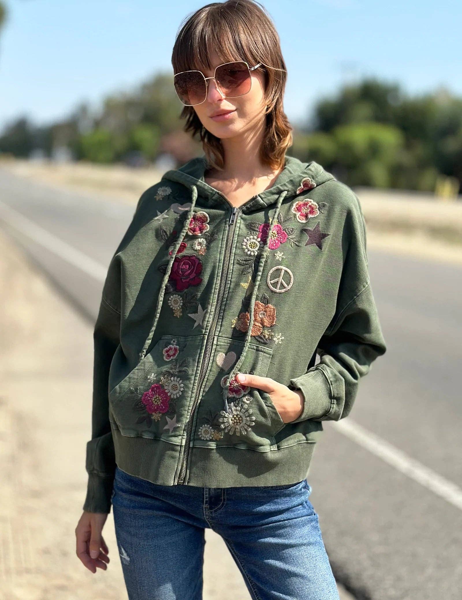 "Camp Happy" Green Hoodie