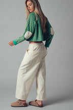 Playful Cropped Stripe Cotton Top