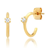 Gold Huggie with Single CZ Accent