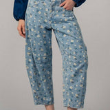 Floral Print Relaxed Fit Denim Pants