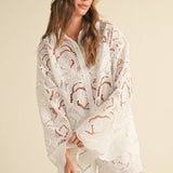 Floral Eyelet Pattern Shirt