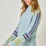 61313 Mock Neck Fair Isle Cuff Sweater