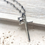 Pyrite Cross Charm Necklace