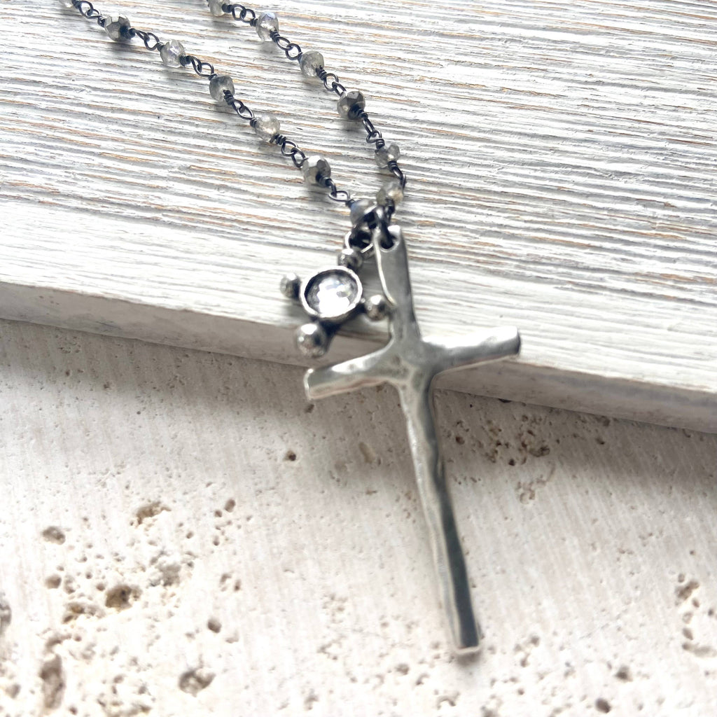 Pyrite Cross Charm Necklace