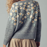Daisy Embroidered Floral Knit Sweater