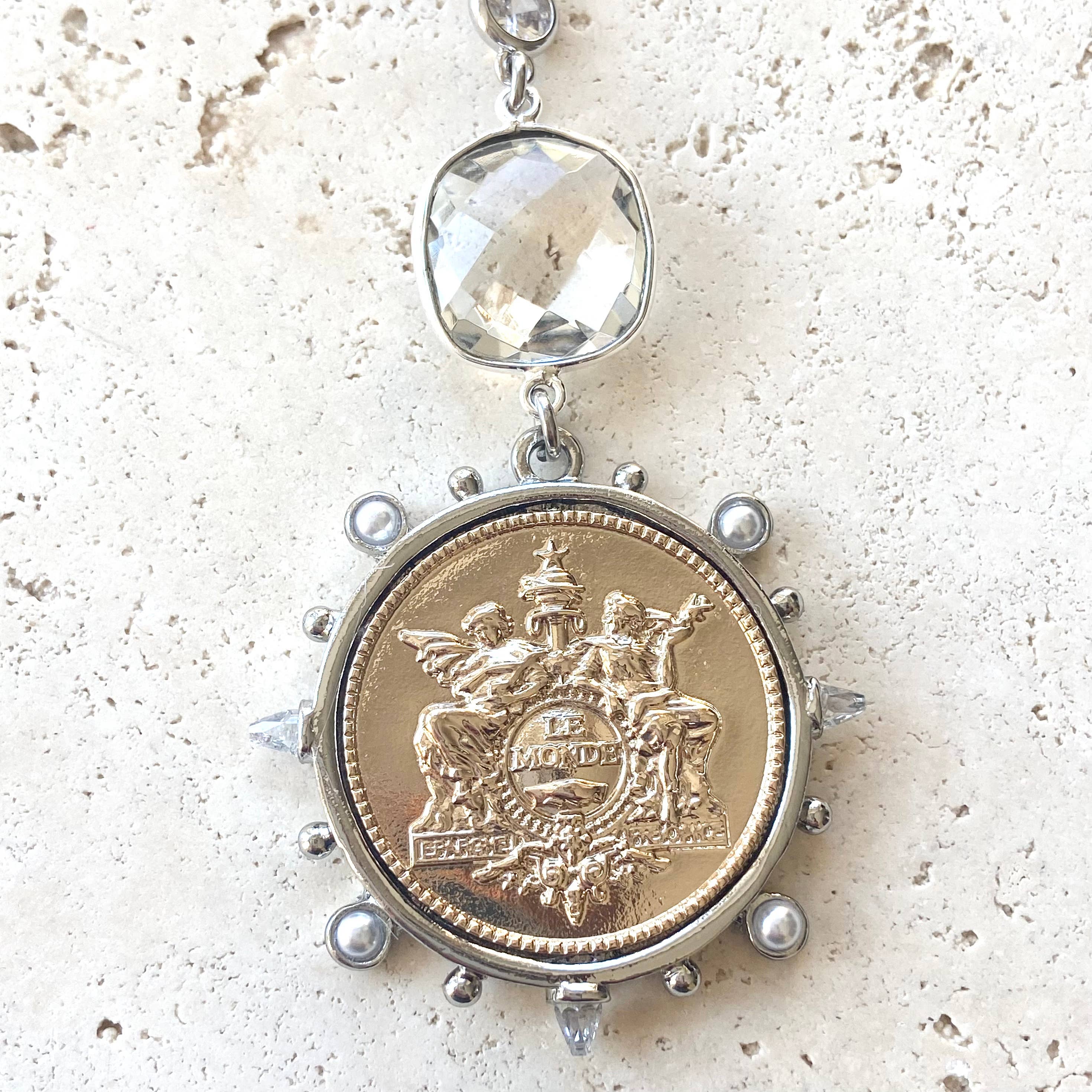 Coin with Crystal Necklace