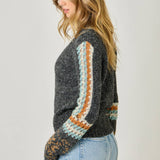 61313 Mock Neck Fair Isle Cuff Sweater