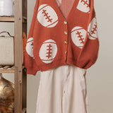 Football  Button V Neck Knit Cardigans