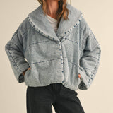 Quilted Tie-Close Denim Jacket