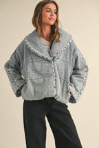 Quilted Tie-Close Denim Jacket