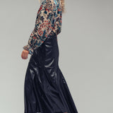 Burnout Velvet Smocked Mock Neck Blouse