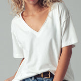 Vintage Wash V-Neck Cotton Tee