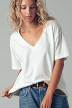 Vintage Wash V-Neck Cotton Tee