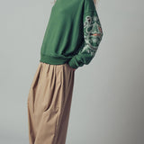 Romantic Lace Embroidered Sleeve Sweatshirt