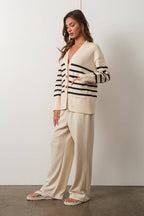 Ivory & Navy Striped Cardigan