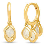 Gold Huggies with Drop Rock Crystal
