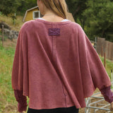Plus Acid Washed Thermal Batwing Pullover