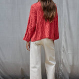 Quarter Sleeve Loose Cable Knit Sweater