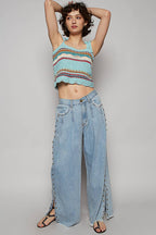 Stud Detail Twill Woven Pants