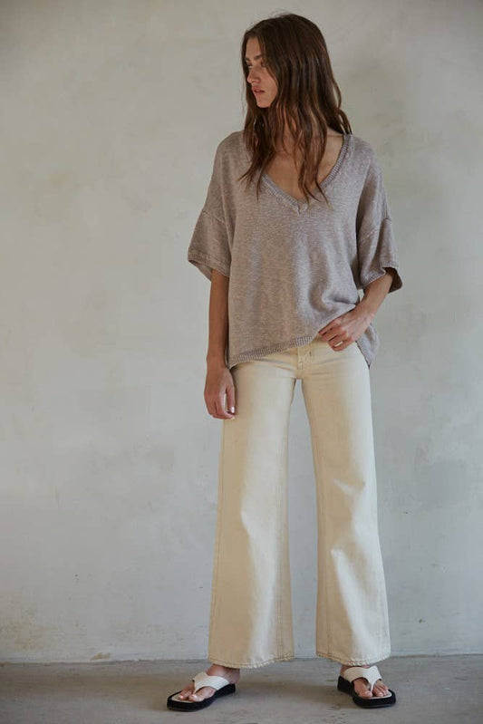 Knit Cotton V-Neck Sweater