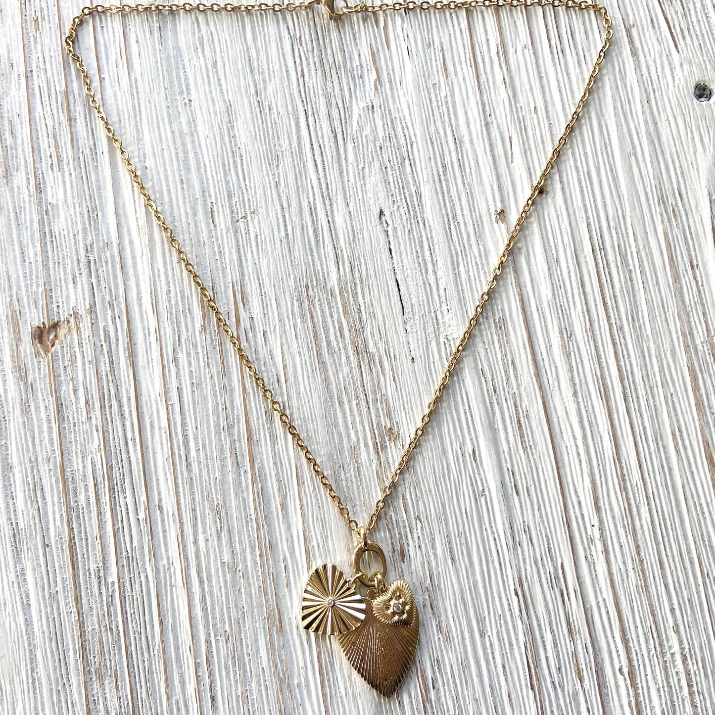 Removable Triple Heart Charm Necklace