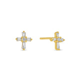 Baguette Cross Studs On Velvet Gift Tag