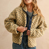 Button Front Polka Dot Sherpa Jacket