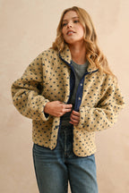 Button Front Polka Dot Sherpa Jacket