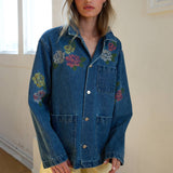 Floral Embroidered Denim Jacket - RJ1130