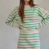 Striped Green & White Sweater