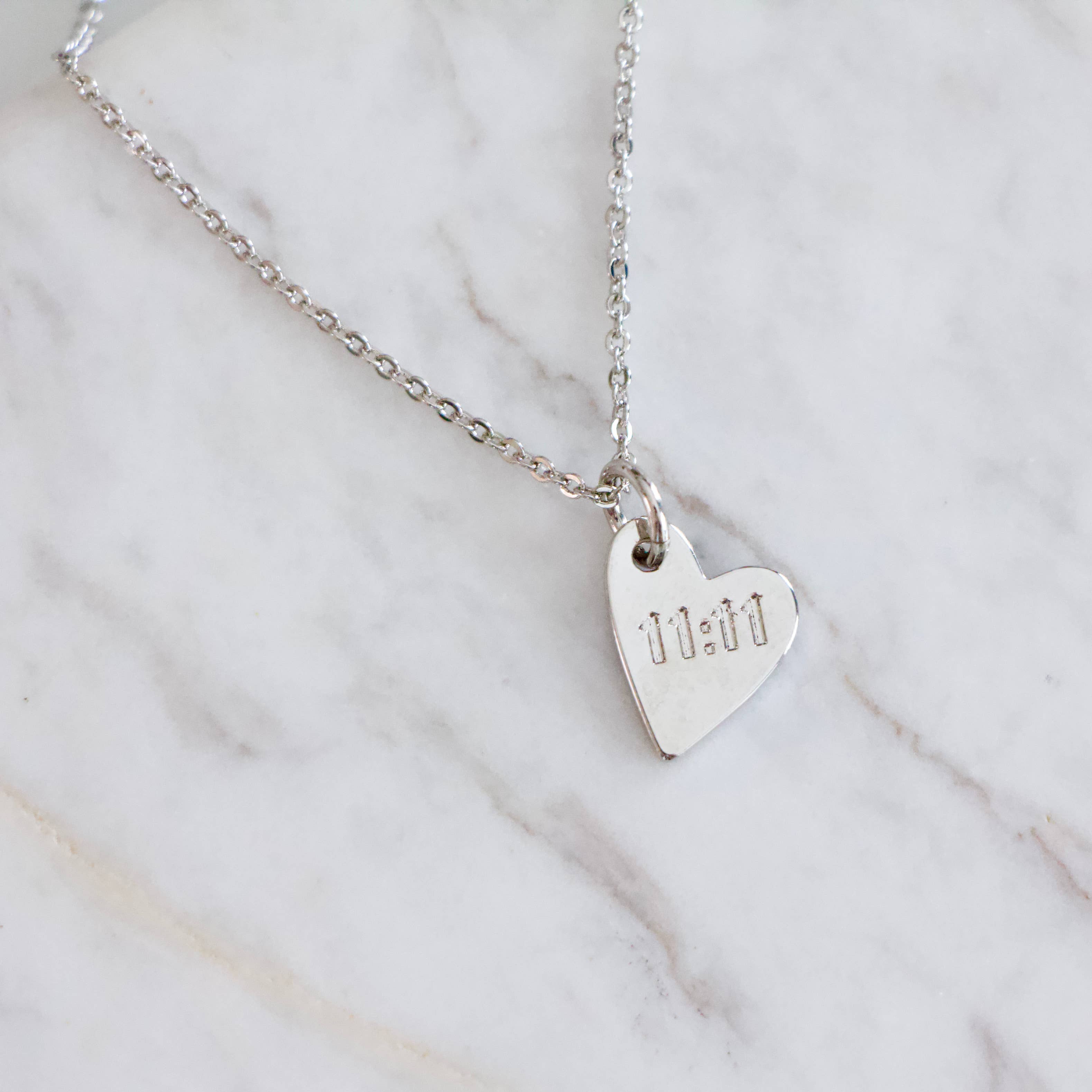 11:11 Stamped Heart Necklace