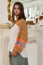 Contrast Bell Sleeves Sweater