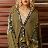 Floral Panel Knit Hoodie