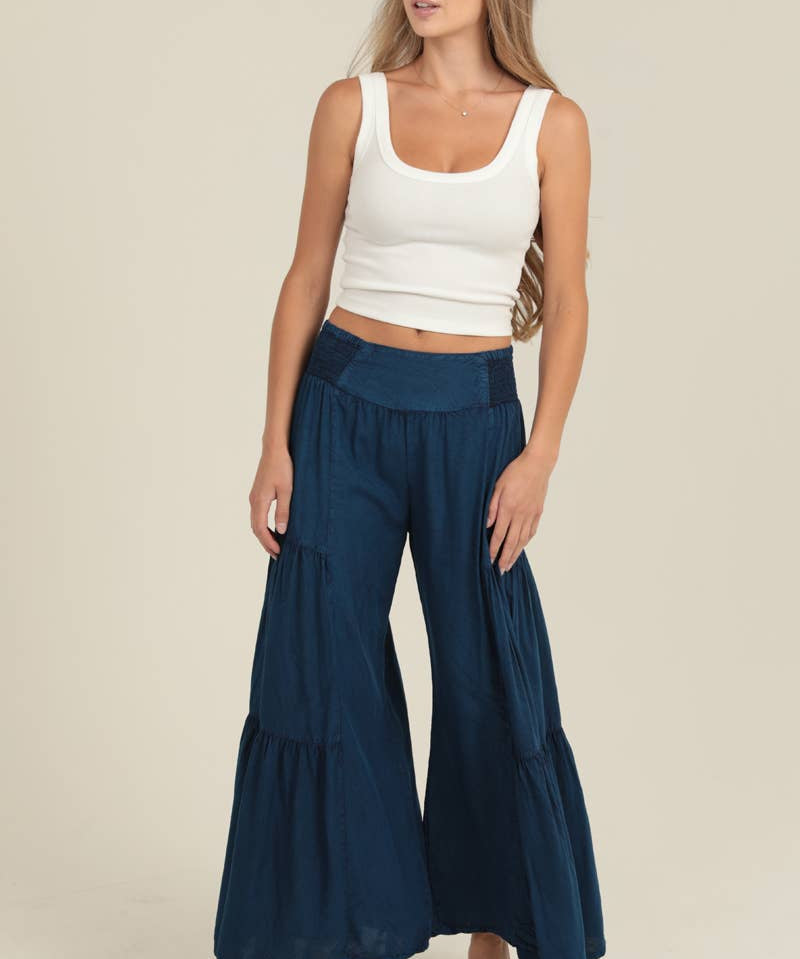 B3690-ASIS WIDE LEG PANTS WITH V YOKE WAIST BAND