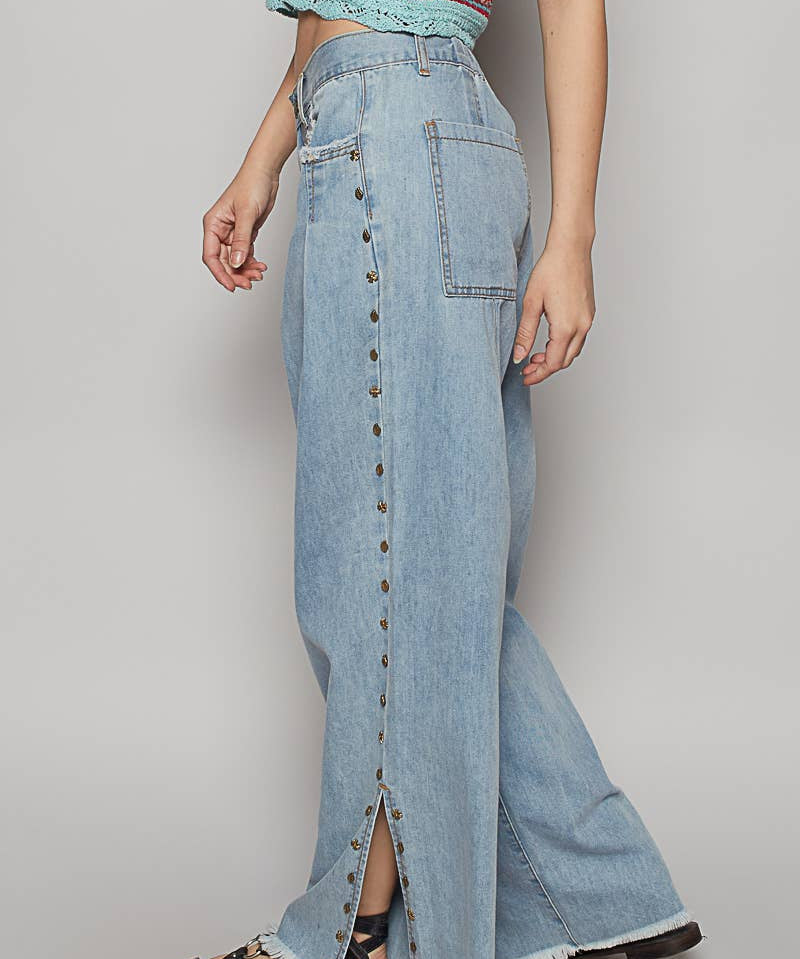 Stud Detail Twill Woven Pants