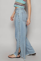 Stud Detail Twill Woven Pants