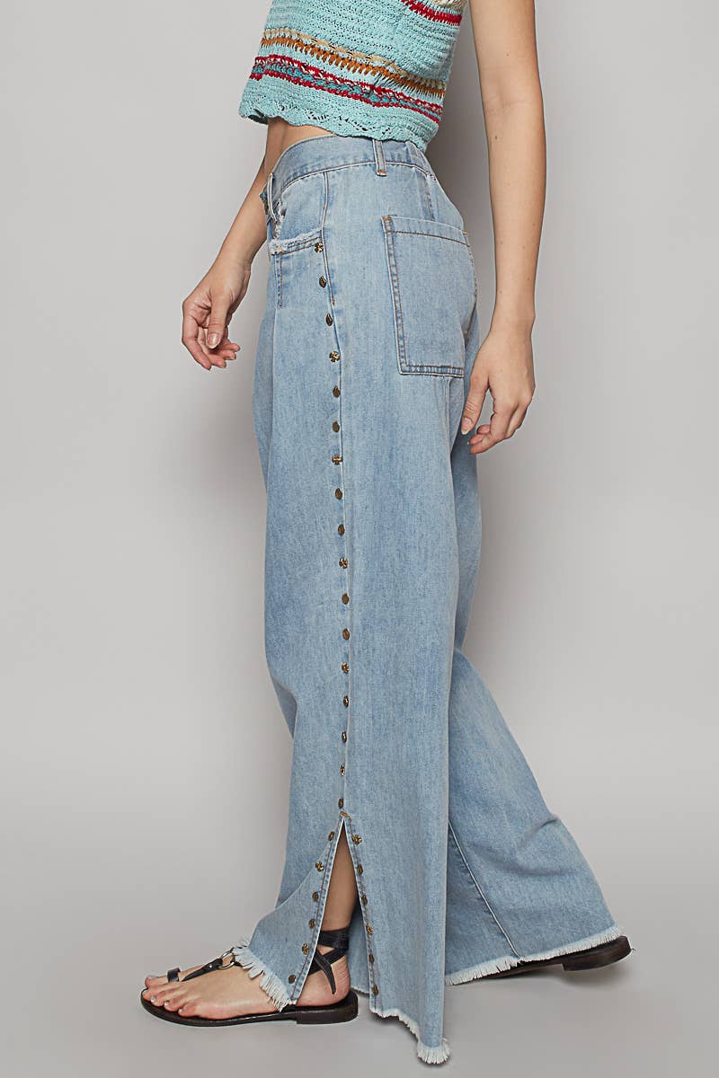 Stud Detail Twill Woven Pants