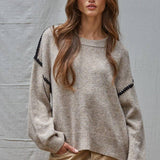 Thick Stitch Detail Cotton Sweater