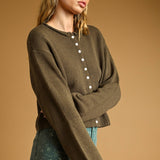 J7541   BUTTON FRONT EASY KNITTED CARDIGAN