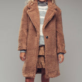 Cozy Longline Notched Lapel Teddy Coat