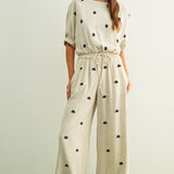 EMBROIDERY DETAIL LINEN PANTS