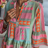 Printed V-Neck Mini Dress
