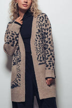 Animal Jacquard Long Knit Cardigan