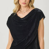 61197 Velvet Cowl Neck Top