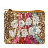 Seed Beaded Good Vibes Coin Purse